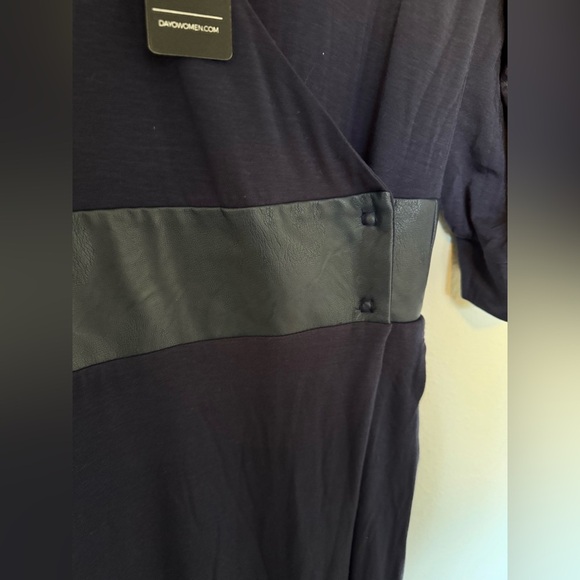 NEW Dayo Women Robe Dress Vegan Leather Waist Wrap Blue Maxi Slit Small NWT - Picture 8 of 9